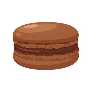 Beyaz arka planda çikolata aromalı Fransız badem kurabiyesi..