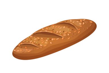 Beyaz arkaplanda izole edilmiş fırın ürünü ekmekle vektör karikatür çizimi.