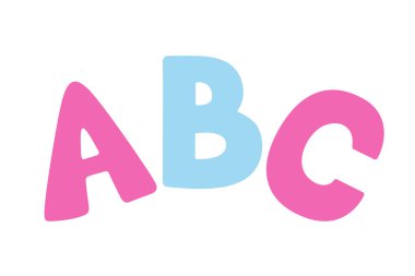 Beyaz arka planda izole edilmiş alfabe öğrenimi için ABC harfleri.