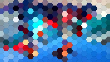 Altıgen mozaik desenli 4K soyut geometrik arkaplan.