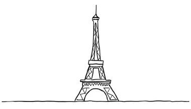 Beyaz arkaplanda izole edilmiş Eiffel Kulesi ile yüksek çözünürlüklü resim.