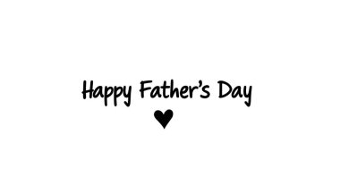 Father's Day greeting card with lettering phrase and minimalist heart on a white background. 