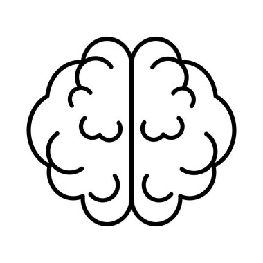 Beyaz arka planda izole edilmiş insan beyni çizgisi sanat simgesi. Minimalist vektör çizimi sağlık, nöroloji, tıp, eğitim, bilimsel sunumlar, zihinsel sağlık, araştırma vb.