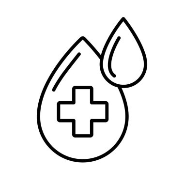 Kan damlaları beyaz arka planda izole edilmiş sanat simgesi. Tıbbi, sağlık, bağış, laboratuvar testi veya kan nakli tasarımı.