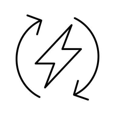 Beyaz arkaplanda Şimşek Simgesi izole edilmiş Eko Temiz Enerji Konsepti. 