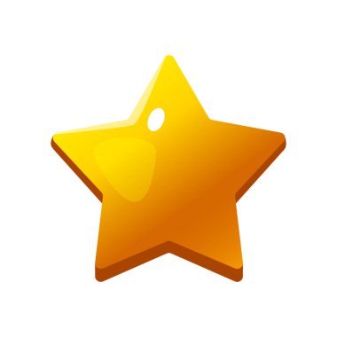 Beyaz arkaplanda izole edilmiş Altın Parlak Metalik Yıldız simgesi. Zarif Parlak Yıldız Sembolü