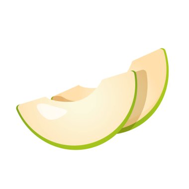 Taze yeşil elma dilimleri beyaz arkaplanda izole edilmiş..