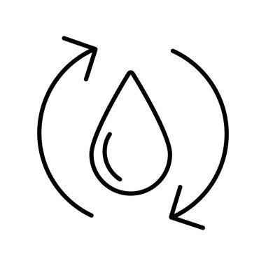 Su damlalarının minimalist çizgisi simgesi temiz suyu, çevre bilincini, suyu ve doğa korumayı sembolize eder. Sürdürülebilirlik, ekoloji, su tasarrufu, çevre, sağlık ve refahla ilgili projeler için ideal. 