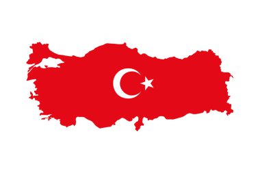 Türkiye haritası beyaz arkaplanda izole edildi. Türkiye ülke sınırlarının basit düz silueti, coğrafi özet, tasarım, seyahat, eğitim ve kültür projeleri için harita unsuru.