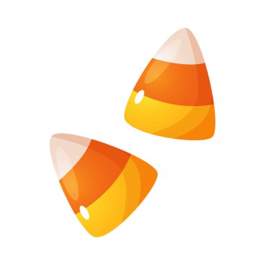 Vector cartoon illustration of Halloween candies-candy corns isolated on a white background. Festive sweet treats for Halloween design.