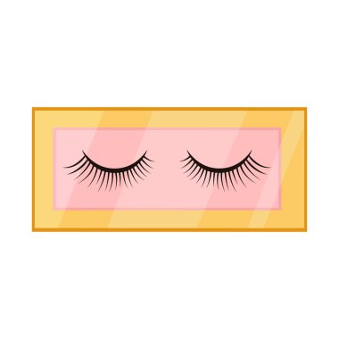 Beyaz arkaplanda izole edilmiş bir davada bir çift takma kirpiklerin vektör çizimi