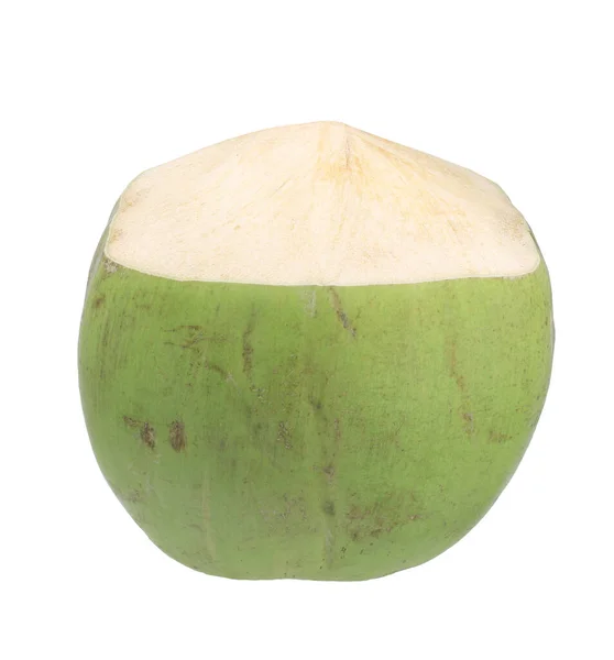 Grön Kokos Isolerad Vit Bakgrund — Stockfoto