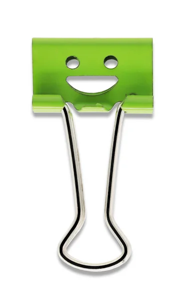 Smile Grüner Ordnerclip Isoliert Auf Weißem Hintergrund — Stockfoto