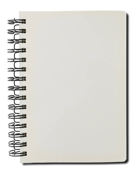 White spiral notebook isolated on white background