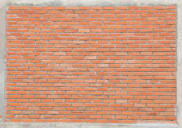 Стена Красного Кирпича Цементной Рамой — стоковое фото