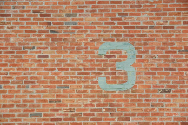 Numéro Peint Sur Vieux Mur Briques — Photo