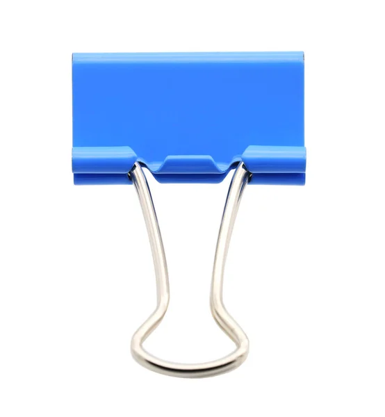 Clip Aglutinante Azul Aislado Sobre Fondo Blanco — Foto de Stock