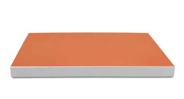 Orangefarbenes Notizbuch Mit Weißem Buchrücken Auf Weißem Hintergrund — Stockfoto