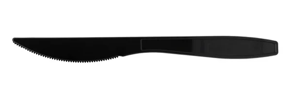 Cuchillo Plástico Negro Aislado Sobre Fondo Blanco — Foto de Stock