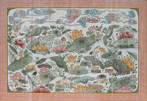 Bangkok Thailand Nov Κινέζικο Παραδοσιακό Στυλ Ζωγραφικής Γυαλισμένο Terrazzo Πέτρα — Φωτογραφία Αρχείου
