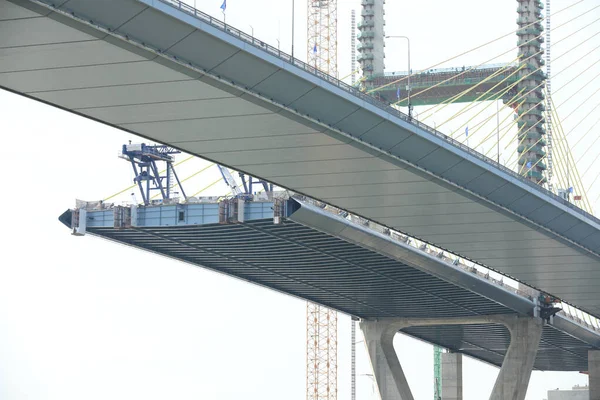 Suspension bridge under construction, Bangkok, Thailand.