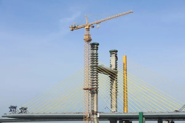 Závěsný Most Výstavbě Bangkok Thajsko — Stock fotografie