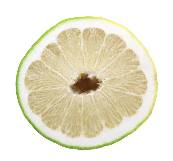 Skiva Citron Isolerad Vit Bakgrund — Stockfoto