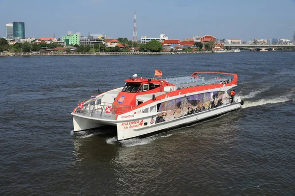 Bangkok Thailand Februar 2023 Expressboot Fuhr Auf Dem Chao Phraya — Stockfoto