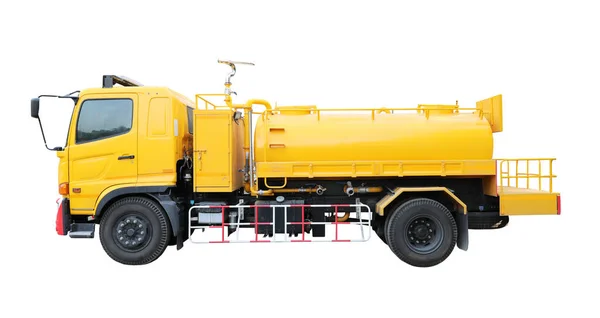 白い背景に隔離された黄色の水のトラック — ストック写真