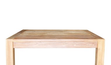 Boş meşe ağacından masa üstü beyaz arkaplanda izole edildi.