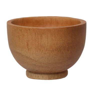 Tahta kase beyaz arka planda izole edilmiş.