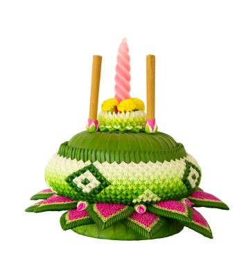 Saydam arkaplanda kilden yapılan yapay krathong.