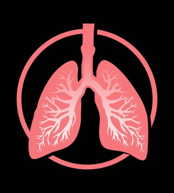 Bir tıp enstitüsünün logosu. İnsan akciğerlerinin stilize edilmiş görüntüsü.