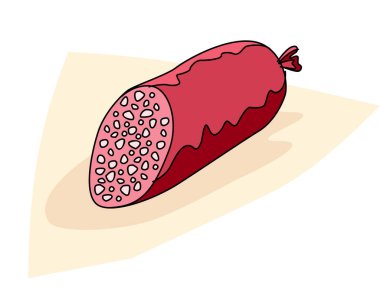 Salam. Kurutulmuş sosis. Biçimlendirilmiş çizim.