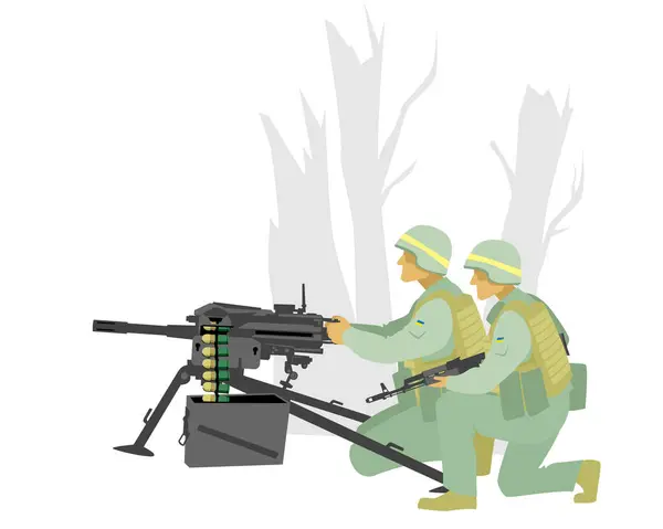 Ukrainische Truppen Feuerunterstützungstruppe Mit Automatischem Granatwerfer Vektorbild Für Illustrationen — Stockvektor