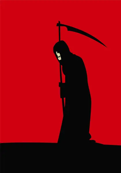 Ölüm yavaş yavaş kendi işlerine devam ediyor. Gotik bir ruh hali. Sonsuzluğun yolu. İllüstrasyonlar için vektör resmi.