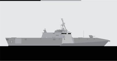 LCS-2. Bağımsızlık sınıfı littoral savaş gemisi. Resimler ve bilgi grafikleri için vektör resmi.