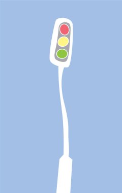 Dostça bir trafik ışığı. Komik bir karakter. Baskı, poster ve çizimler için vektör resmi.