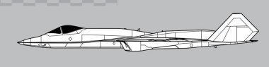 Northrop YF-23 Black Widow II. Stealth fighter technology demonstrator. Side view. Image for illustration and infographics. clipart