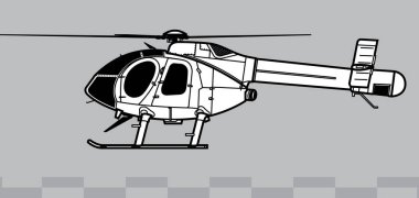MD Helikopterleri MD 520N. NOTAR sistemli hafif hizmet helikopteri. Yan görüş. Resim ve bilgi grafikleri için resim.