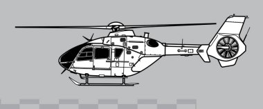 Eurocopter EC635, Airbus Helikopterleri H135M. Işık hizmetleri helikopterinin vektör çizimi. Yan görüş. Resim ve bilgi grafikleri için resim.