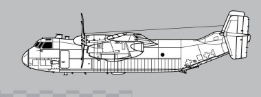 Grumman C-2A Greyhound. Taşıma uçakları. Yan görüş. Resim ve bilgi grafikleri için resim.