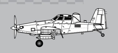 Air Tractor OA-1K Sky Warden, AT-802U. Vector drawing of light attack aircraft. Side view. Image for illustration and infographics. clipart