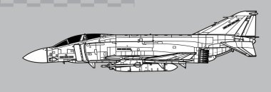 McDonnell Douglas Fantom II F3. F-4J İngiltere. Hava savunma önleyicisinin vektör çizimi. Yan görüş. Resim ve bilgi grafikleri için resim.