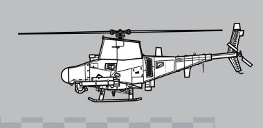 Northrop Grumman MQ-8B Yangın Öncüsü. İnsansız otonom helikopterin vektör çizimi. Yan görüş. Resim ve bilgi grafikleri için resim.