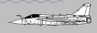 HAL LCA Tejas Mark 1A. Vector drawing of multirole light fighter. Side view. Image for illustration and infographics. clipart
