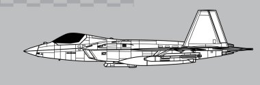 KAI KF-21 Boramae. Çok yönlü gizli savaş uçaklarının vektör çizimi. Yan görüş. Resim ve bilgi grafikleri için resim.