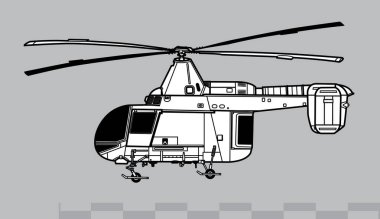 Kaman HH-43 Huskie. Vector drawing of search and rescue helicopter. Side view. Image for illustration and infographics. clipart
