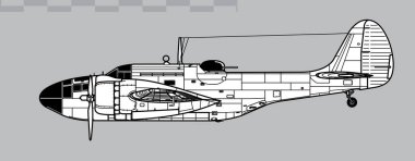 Martin 187 Baltimore. Baltimore Mk.IIIA. Vector drawing of WW2 light bomber and reconnaissance aircraft. Side view. Image for illustration and infographics. clipart