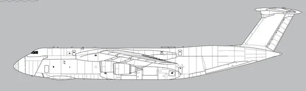 Lockheed C-5M Süper Galaksi. Stratejik nakliye uçağının vektör çizimi. Yan görüş. Resim ve bilgi grafikleri için resim.
